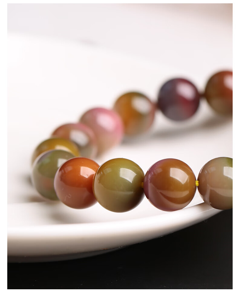 盐源玛瑙手链满色满肉老矿糖果手串女双色果冻糖果色珠子 收藏级盐源