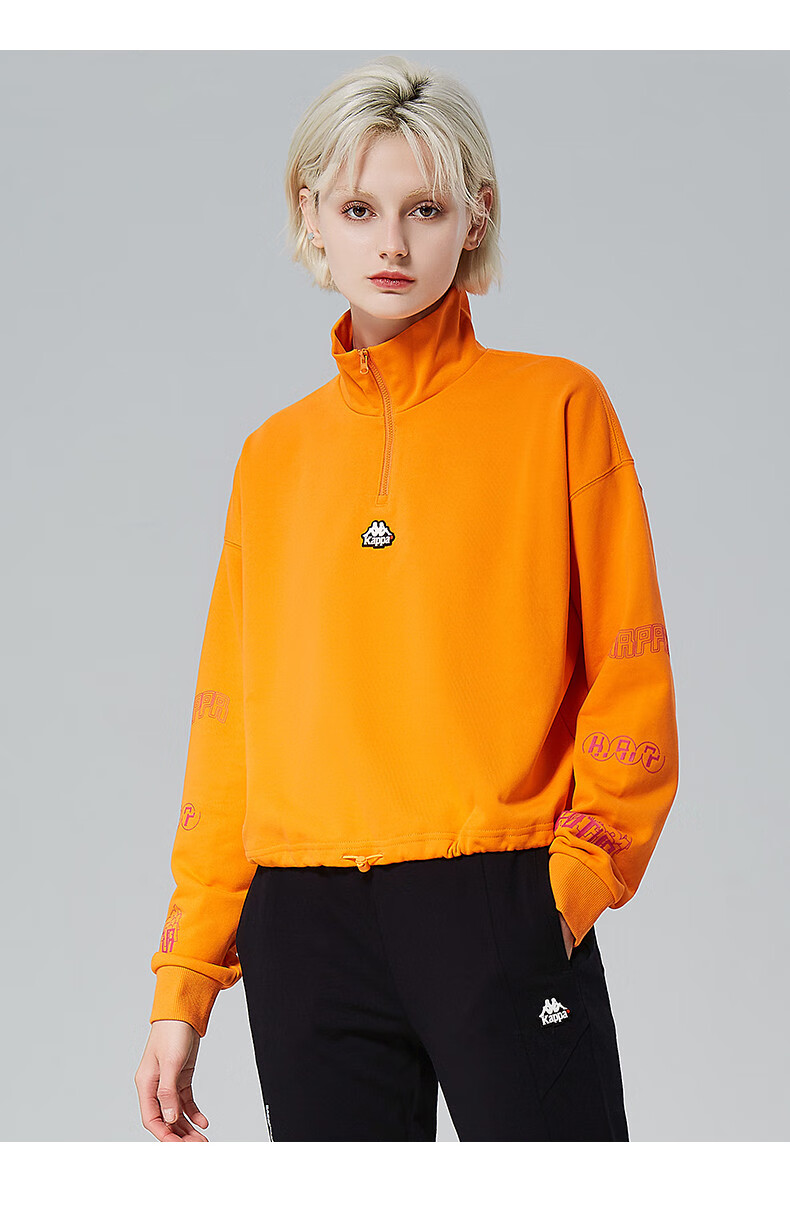 kappa卡帕套头衫2020新款秋女运动卫衣休闲外套立领长袖k0a62wt89韩国