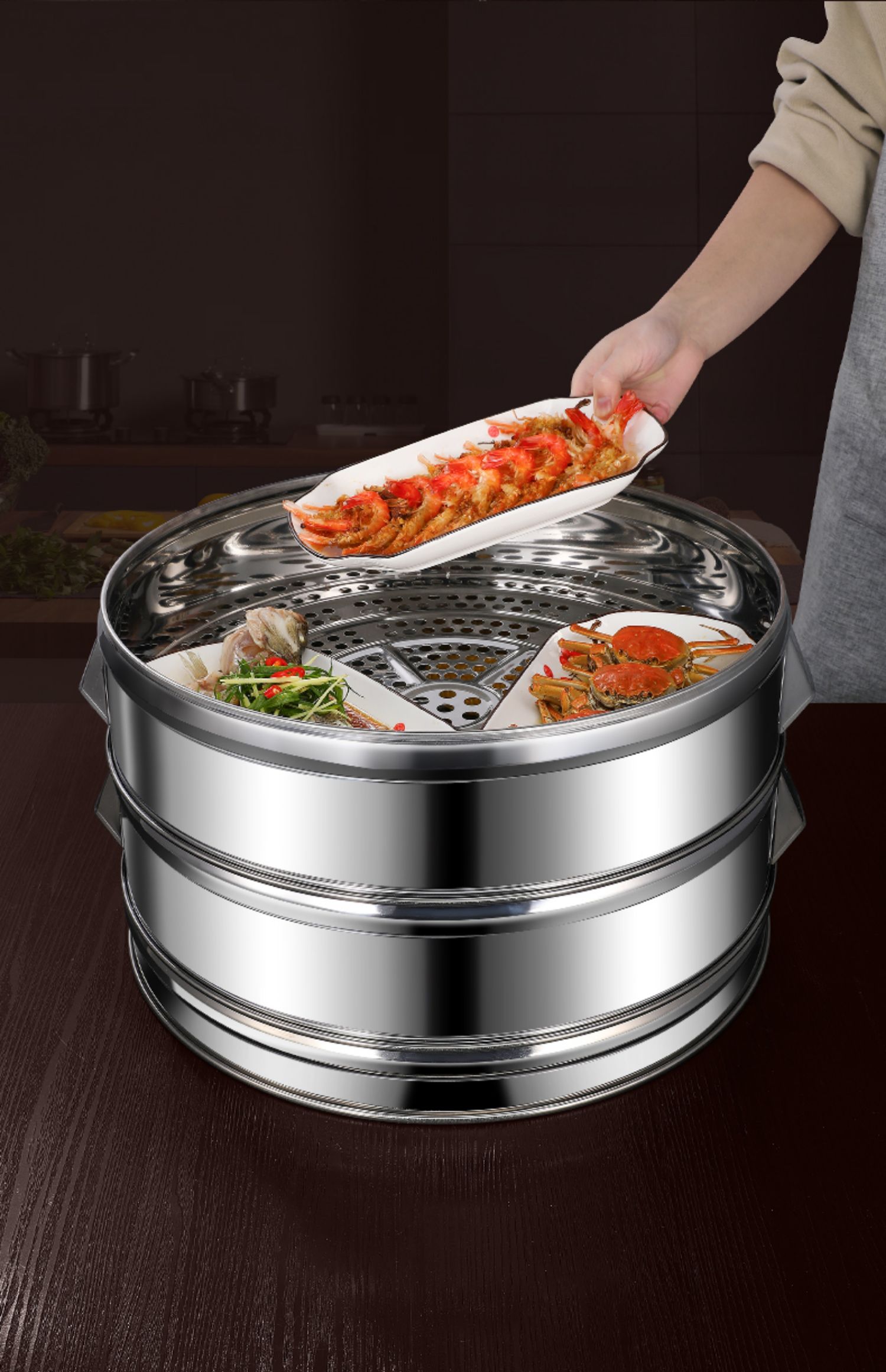 不锈钢蒸笼家用蒸屉商用蒸包子蒸馒头蒸锅笼屉多层大号大容量超大