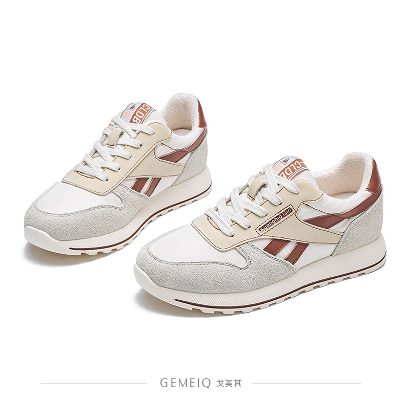 戈美其2020冬磨砂运动鞋女时尚百搭加绒轻便休闲跑步鞋 米蓝色 39