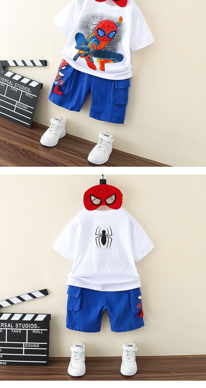 当季新品皮尔卡丹童装洋气小男孩穿的蜘蛛侠衣服夏季儿童洋气套装男孩
