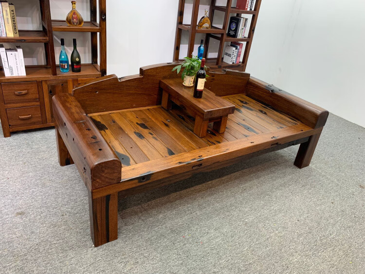 罗汉床老船木罗汉床实木贵妃椅双人沙发榻原木原生态仿古客厅懒人椅