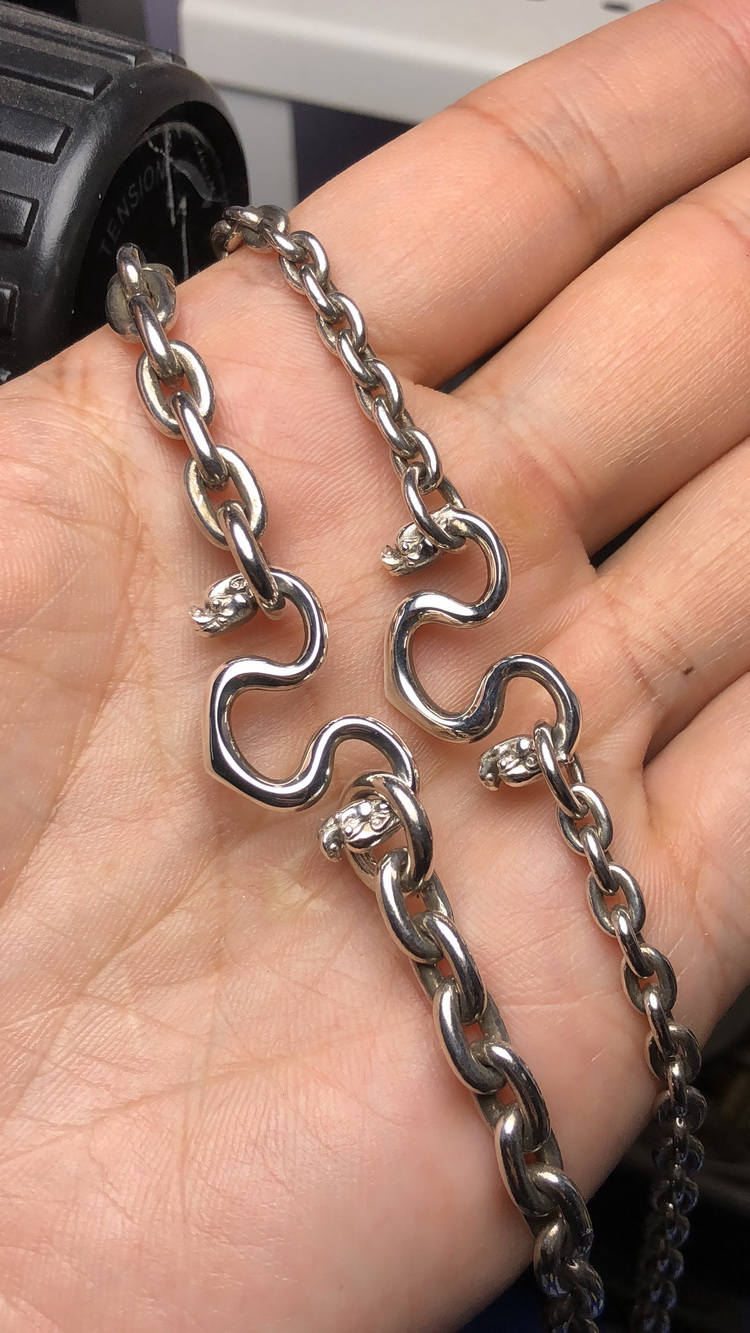 庄梦蝶 双龙扣男项链m扣990纯银纯手工无缝焊接工艺 1.