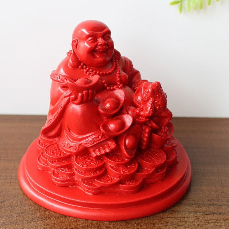 青鹊凰天然红色朱砂佛元宝金蟾佛大肚佛弥勒佛笑佛汽车车内车用摆件