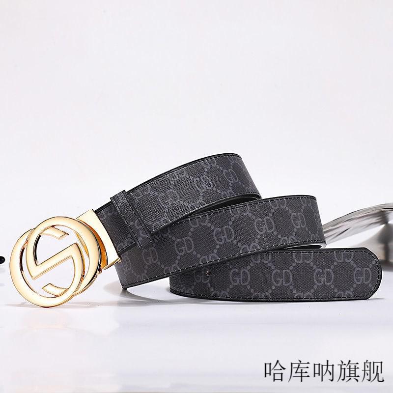 酷奇双g铜头皮带【高端】cucci/双g皮带男女士真1皮平滑扣休闲精神