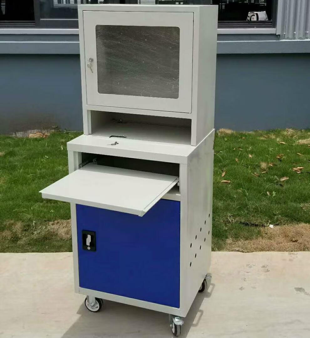 车间电脑柜电脑工具机柜防尘操作pc柜工业铁皮微机工作台金属电脑柜c