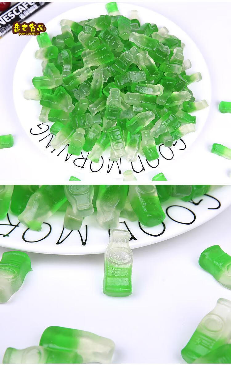 可乐味软糖雪碧汽水橡皮糖2001000g可乐瓶熊虫果汁网红小零食雪碧瓶