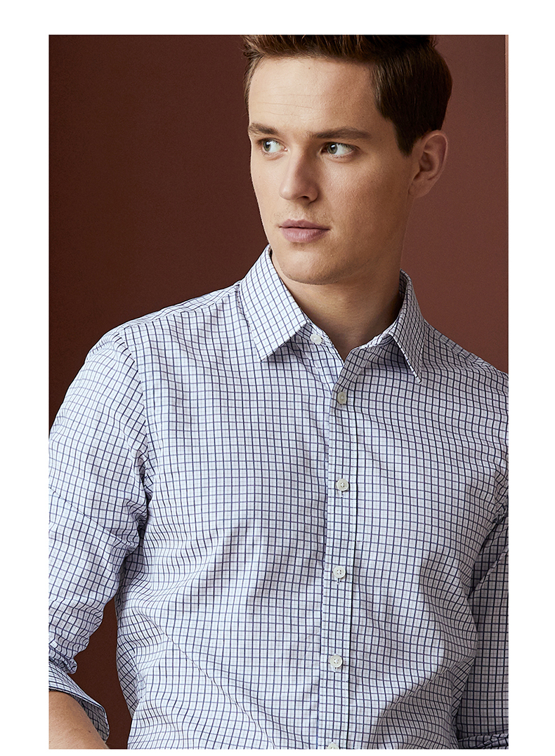 vasto/华斯度商务休闲衬衫细格纹经典高支棉长袖衫 116白 41【图片