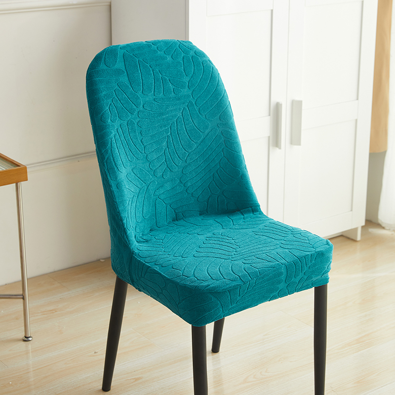 素色锦弧形弹力椅子套罩异形餐椅套四季通用凳子套靠背一体家用北欧织