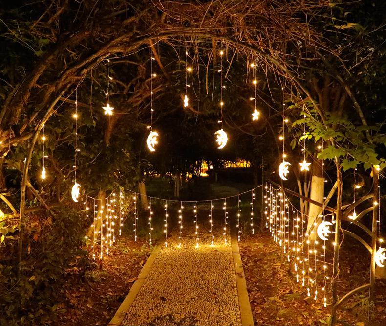 太阳能户外庭院灯串防水彩灯阳台装饰灯带天台花园布置露台星星灯三星