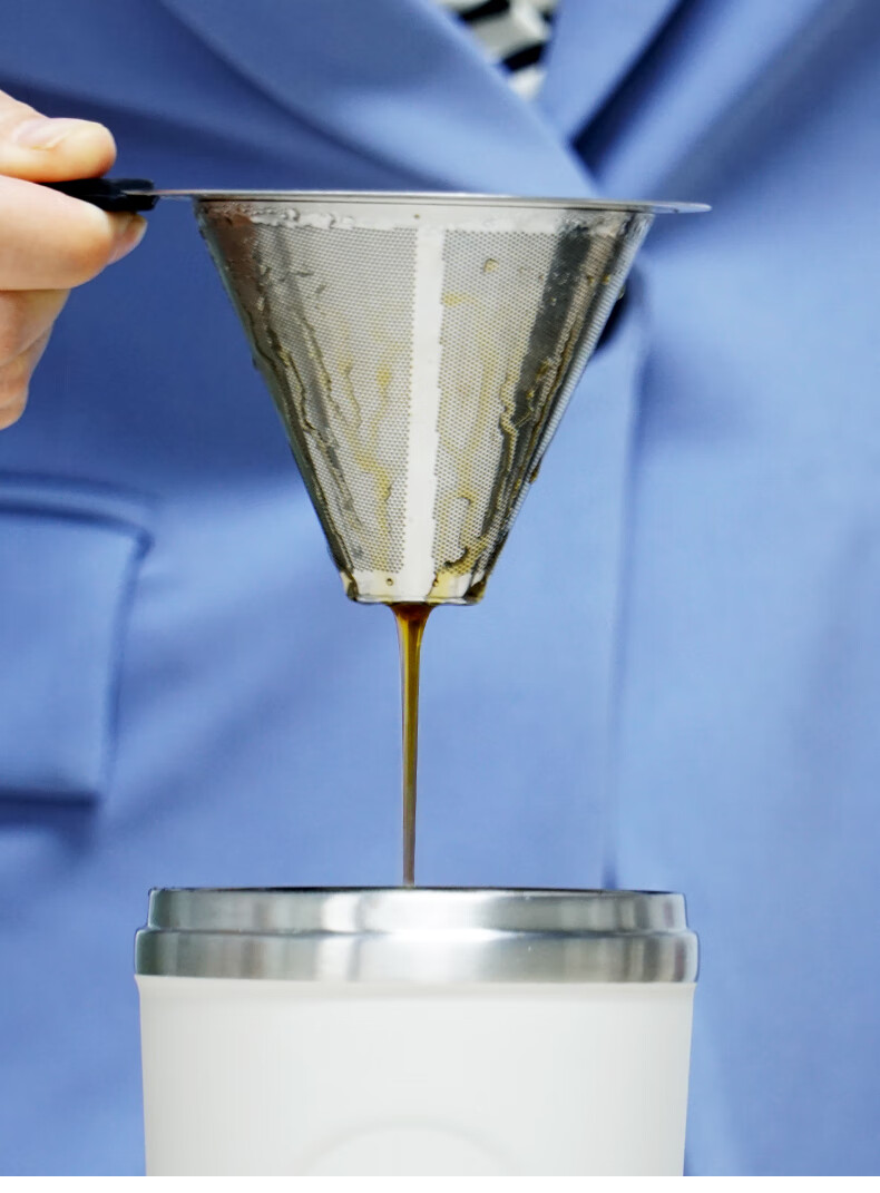 咖啡双层过滤网手冲咖啡壶过滤杯滴漏式免滤纸漏斗不锈钢过滤器手冲