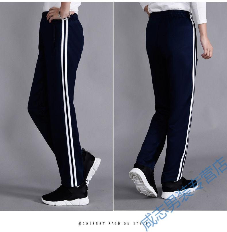 裤运动裤男女长裤韩版宽松两道杠校服裤子 66藏青色【春秋款】两条杠