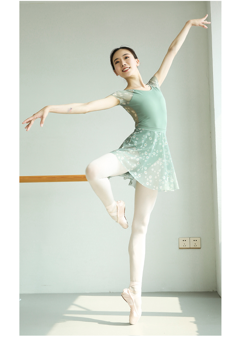 舞蹈服套装女成人纱裙跳舞衣体操形体芭蕾舞裙浅绿色s