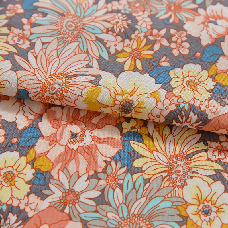 纯棉斜纹小碎花花布清新面料床品服装睡衣宝宝全棉布料处理灰色平纹绿