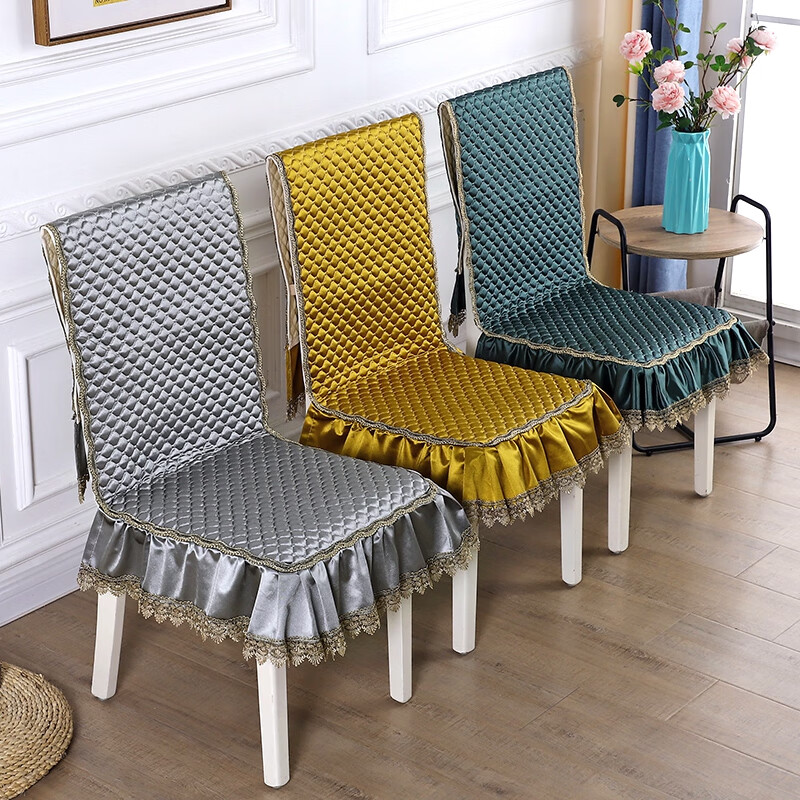 餐桌椅子套罩餐椅垫椅套套装桌布连体椅套家用防滑坐垫靠背一体垫浅