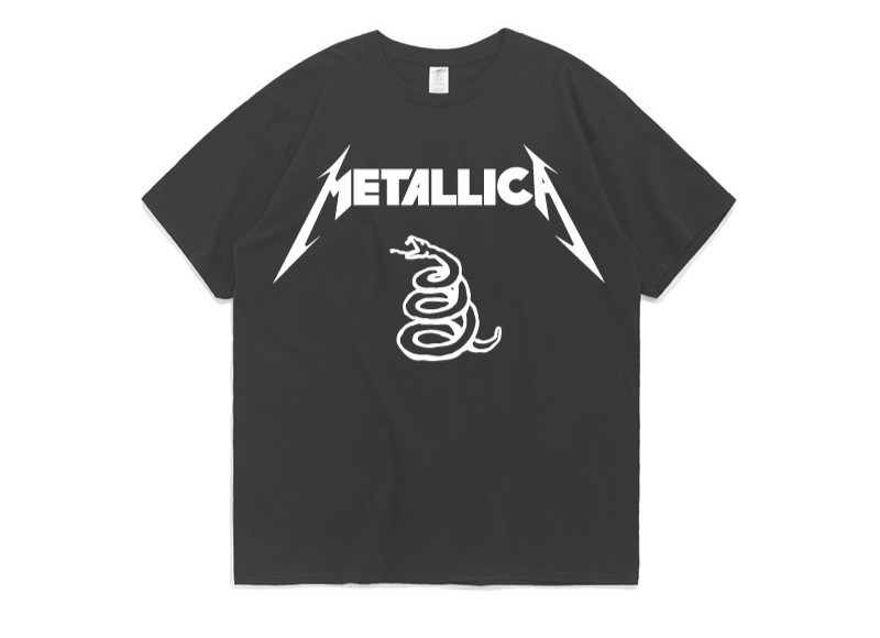 metallica摇滚乐队嘻哈男短袖t恤欧美风印花衣服夏季新款黑色1m