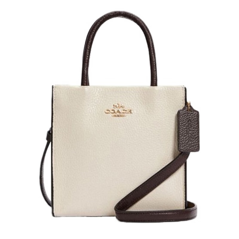 coach蔻驰女包cally17皮革琴谱包手提单肩斜挎包迷你托特包女包米色