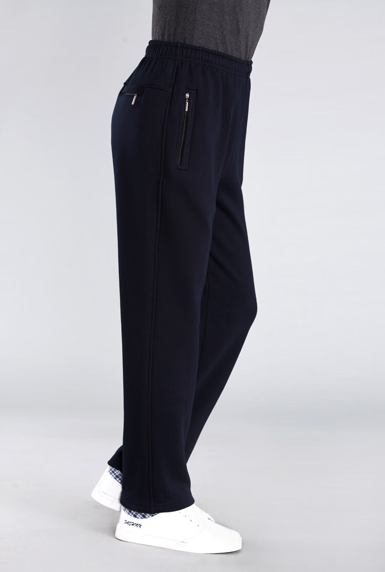 冬季松紧带外裤运动秋冬款中中年裤男加绒棉大号码宽松休闲裤爸爸松紧