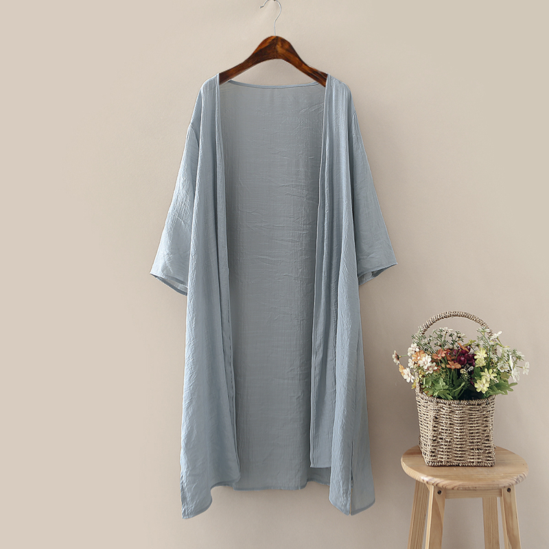 棉麻防晒衣女外套亚麻披肩夏季 配裙子外搭开衫女中长款薄款披风
