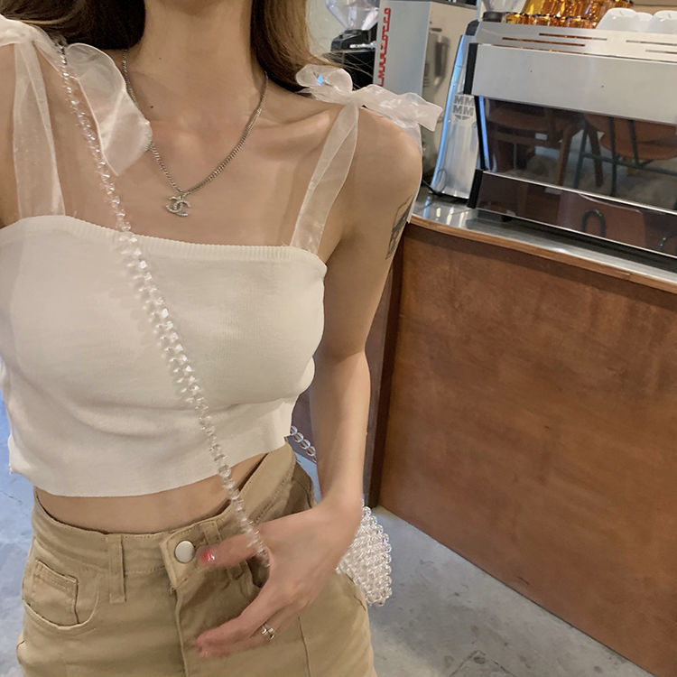 吊带女设计感绑带蝴蝶结吊带背心女内搭夏季2022年新款修身显瘦短款