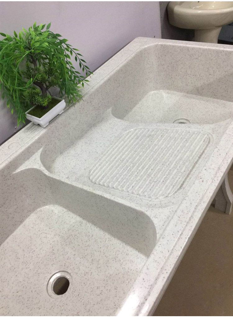 大理石洗衣池石英石洗手盆一体整石户外单盆阳台户外带搓衣板水池米