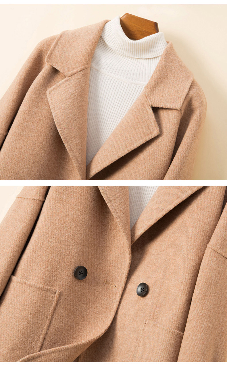 恒源祥同款羊绒大衣女简约款羊毛毛呢外套新款2020秋冬季西装领宽松