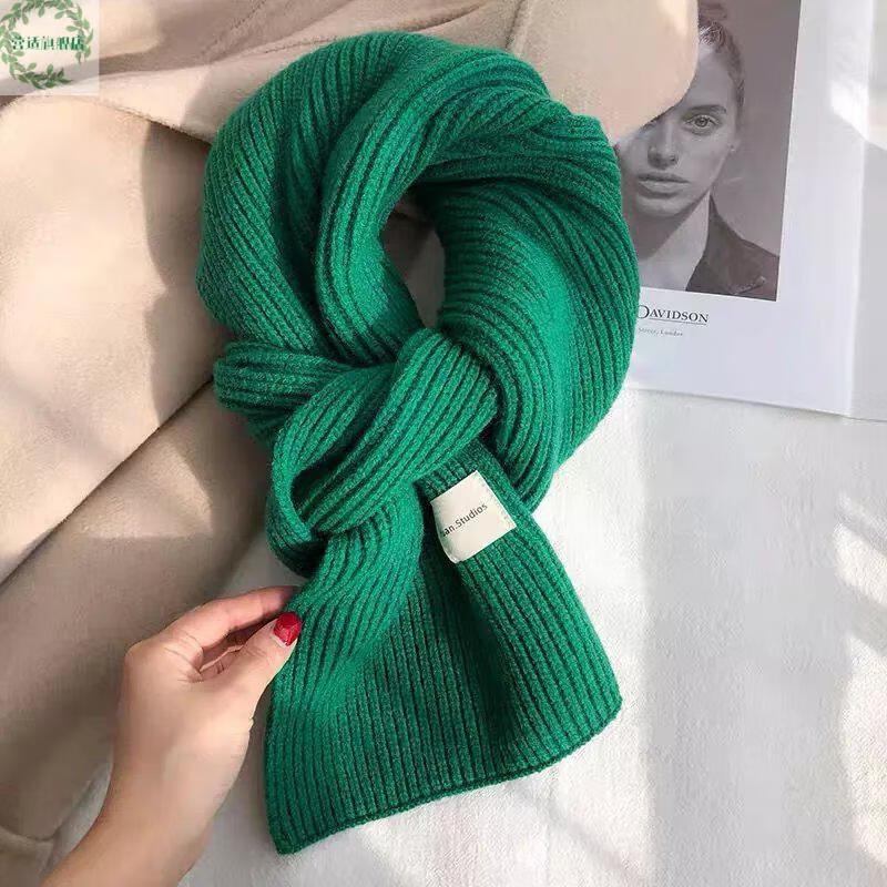营适(yingshi)韩版针织显白百搭马尔斯绿围巾女秋冬季学生情侣款冬季