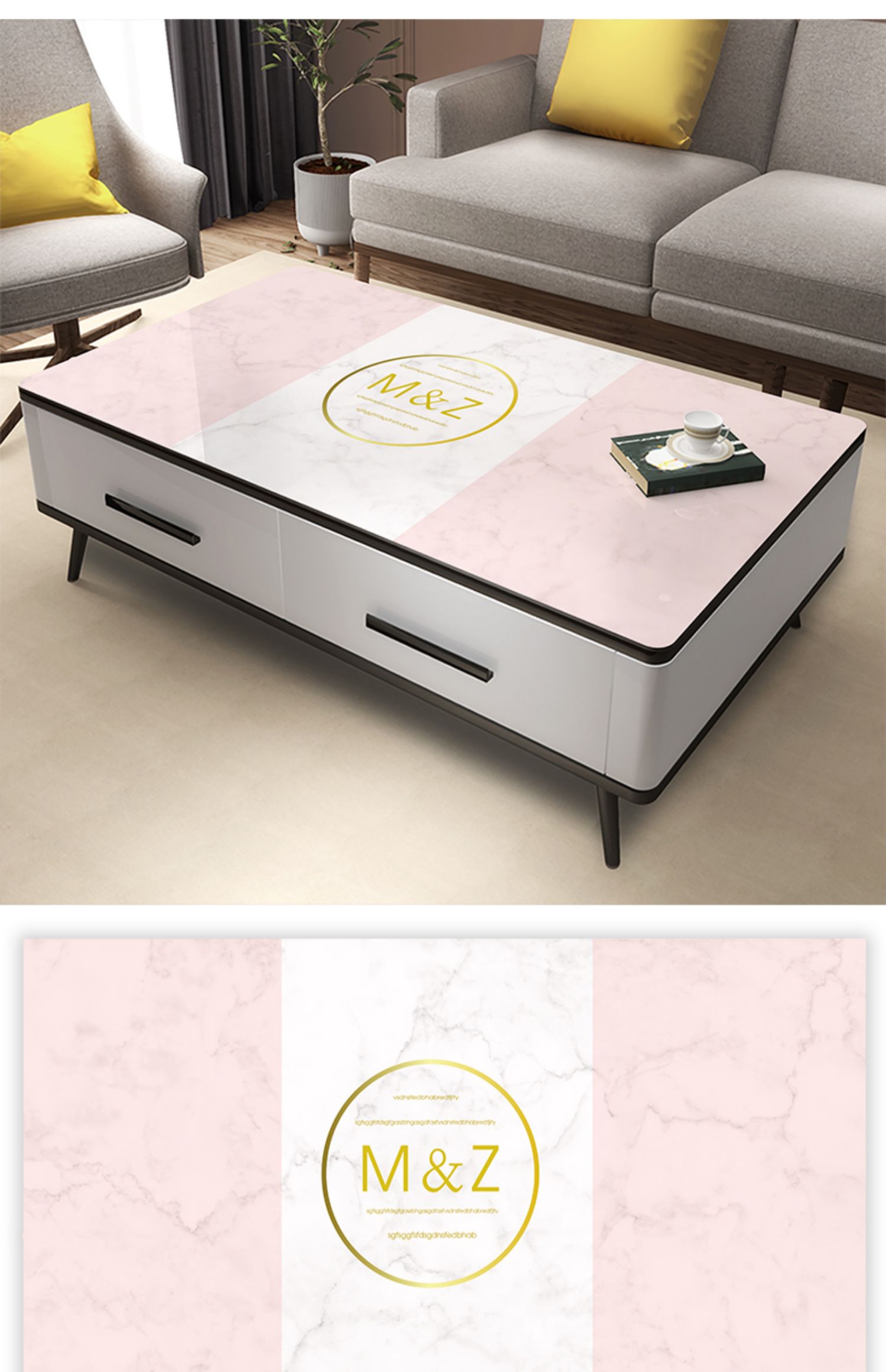 仿大理石纹茶几垫子防水防油防烫免洗pvc软玻璃桌布保护膜餐桌垫