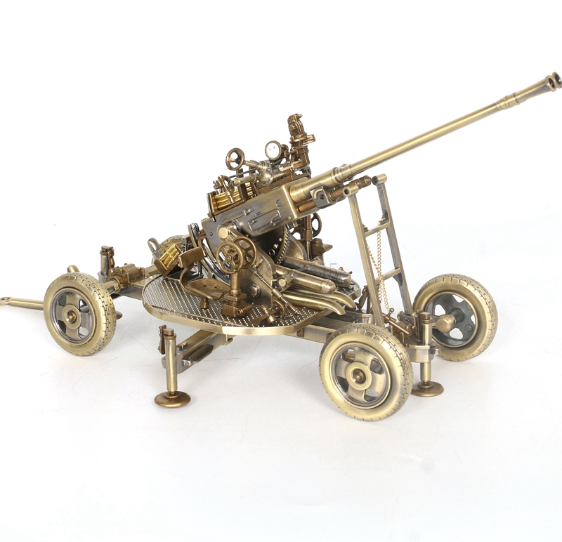 高射炮模型1:18合金65式37双管高炮双三七仿真静态火炮军事模型 青