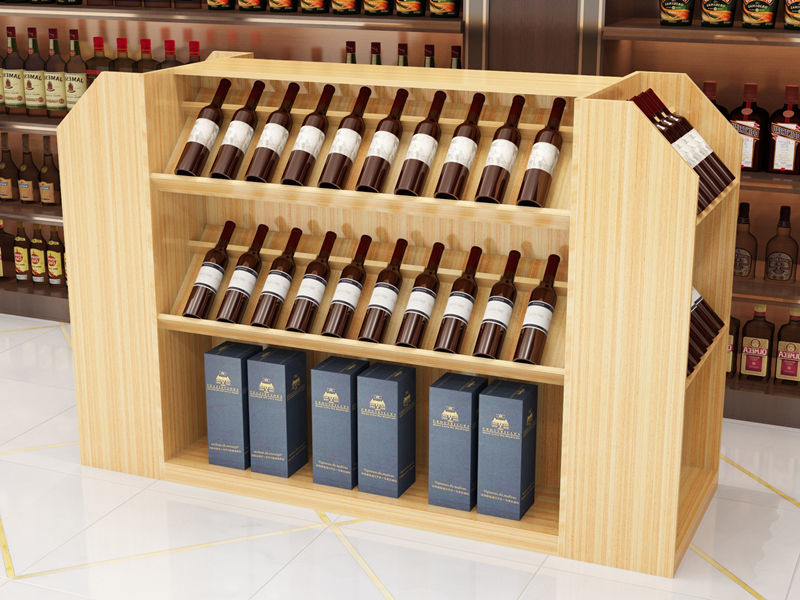 红酒中岛柜超市酒柜陈列柜红酒货架展示架茶叶礼品白酒柜展示柜长180