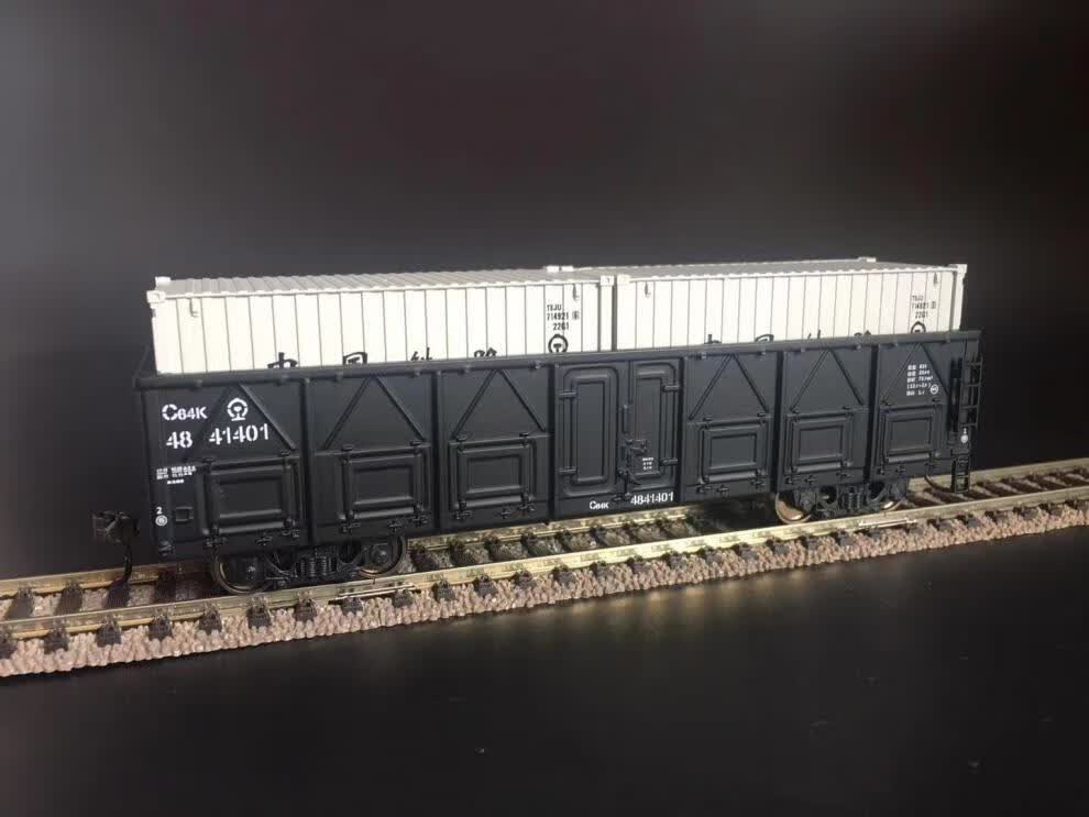 北京百酷 火车花园 1:87 c64k敞车/集装箱货运车厢 金属车钩 黑00122
