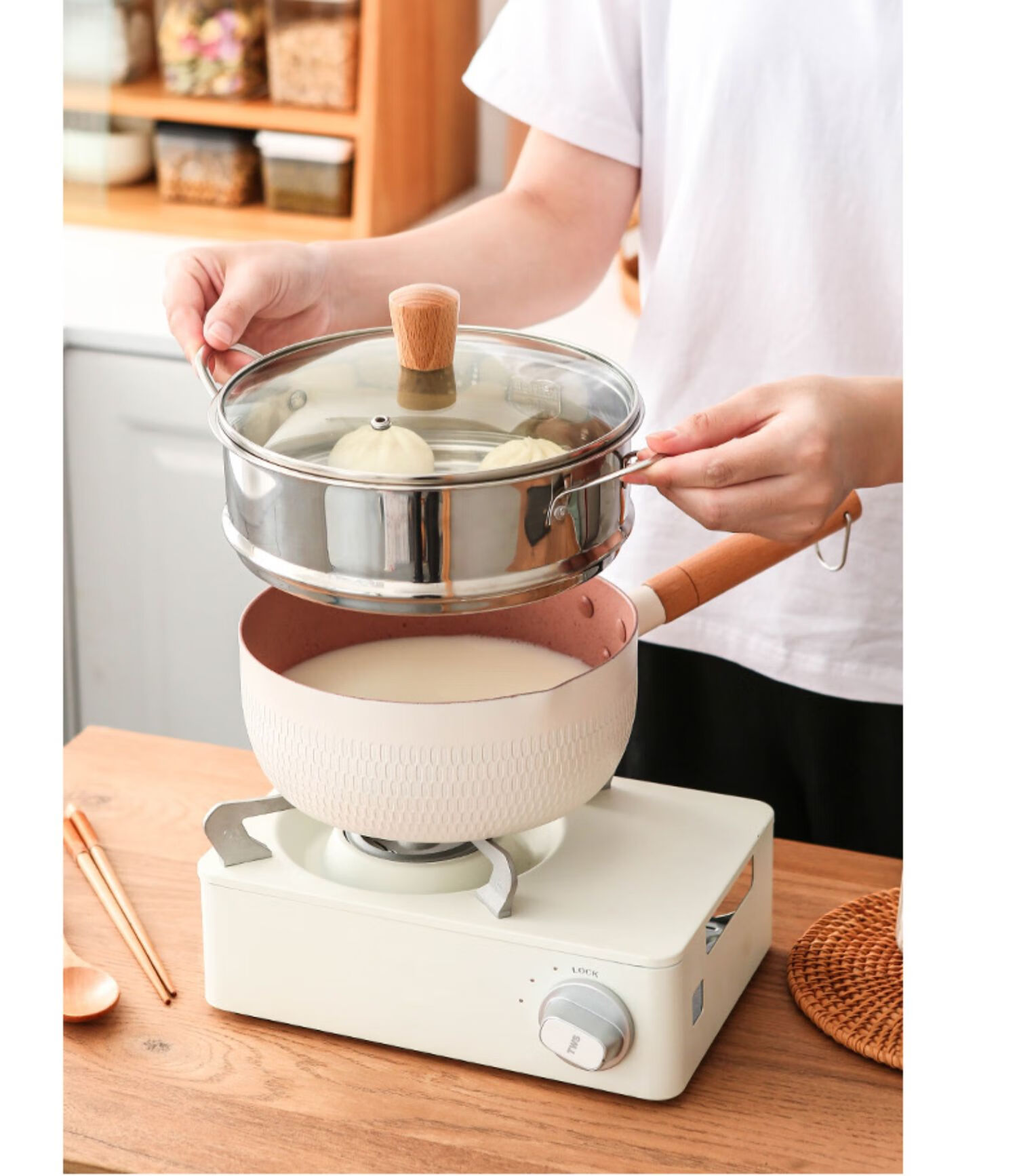 雪平锅小奶锅不粘锅煮面泡面锅一人用煮锅小锅汤锅家用燃气灶适用