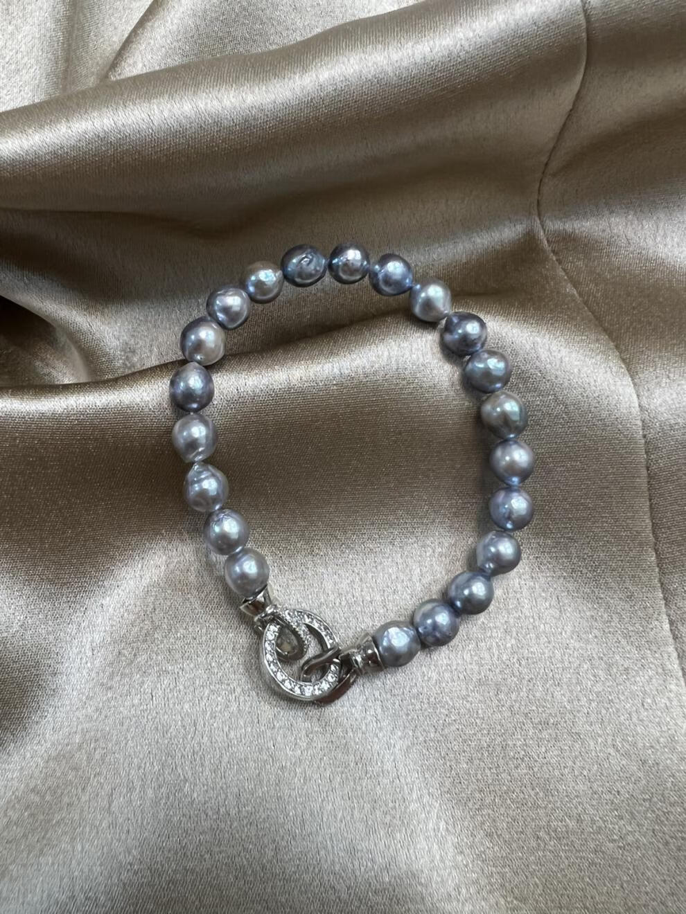 日本akoya海水珍珠项链冷色五调色灰蓝色真多麻花珠近圆强光小众 6