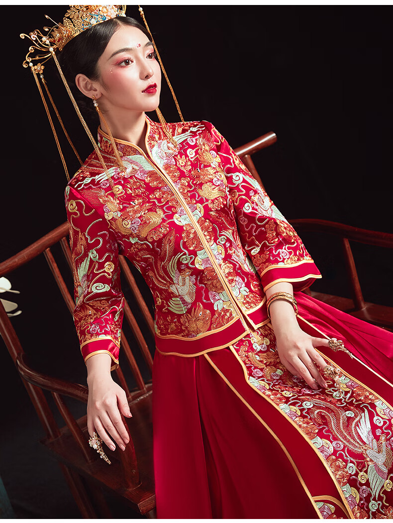 龙凤褂秀禾服新娘2020新款中式结婚婚纱礼服敬酒服修身显瘦女夏季 褂