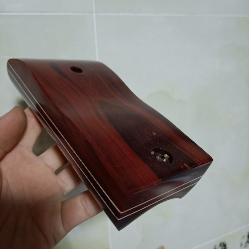 雕花黑檀木镶牙线花鼓大筒托圆筒二胡托乐器配件紫檀花鼓托 黑檀镶牙