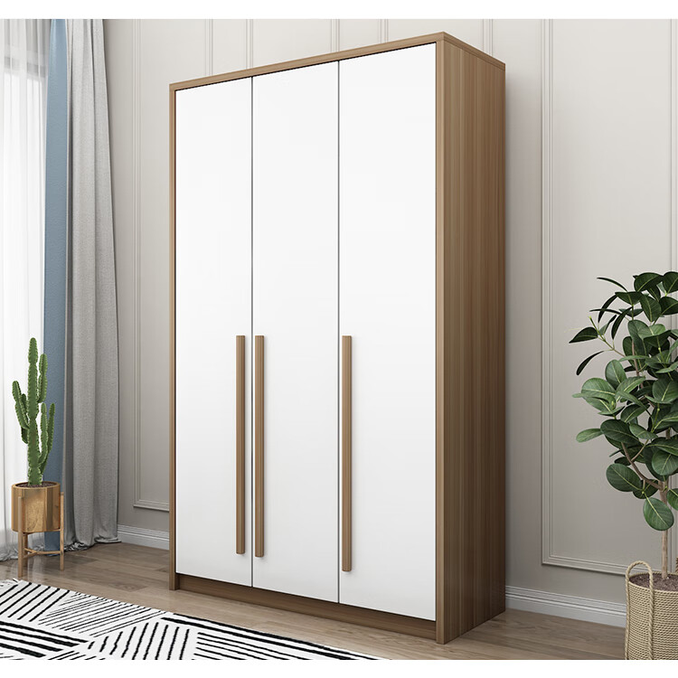 洋悦腾信挂衣柜家用卧室挂衣柜实木质结实出租房用小户型组装柜子双门