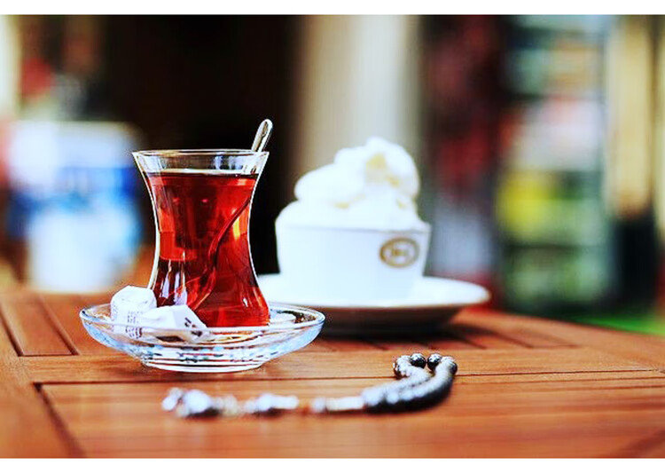 土耳其红茶杯 土耳其进口红茶茶杯热饮杯一杯一碟配搅拌棍中东泡茶