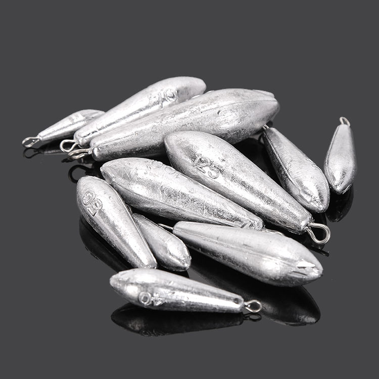 e海竿水滴型带环铅坠串钩坠通心坠鱼坠抛竿海竿渔具配件钓鱼坠音然50g