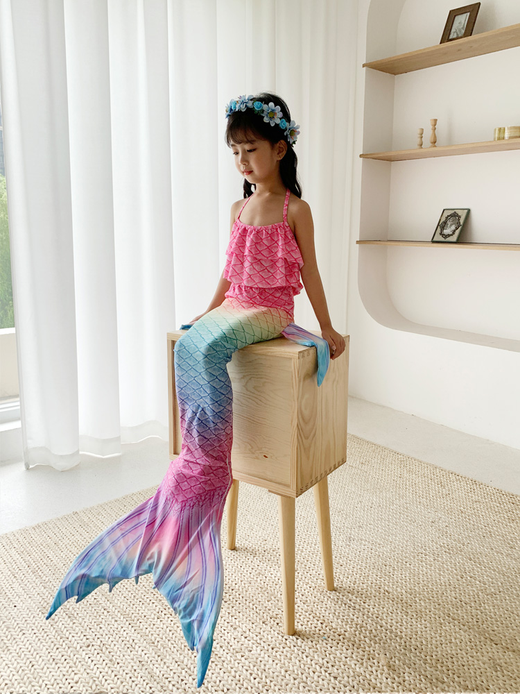 南极人深海美人鱼泳衣儿童小女孩分体服装游泳衣女童人鱼公主比基尼锐