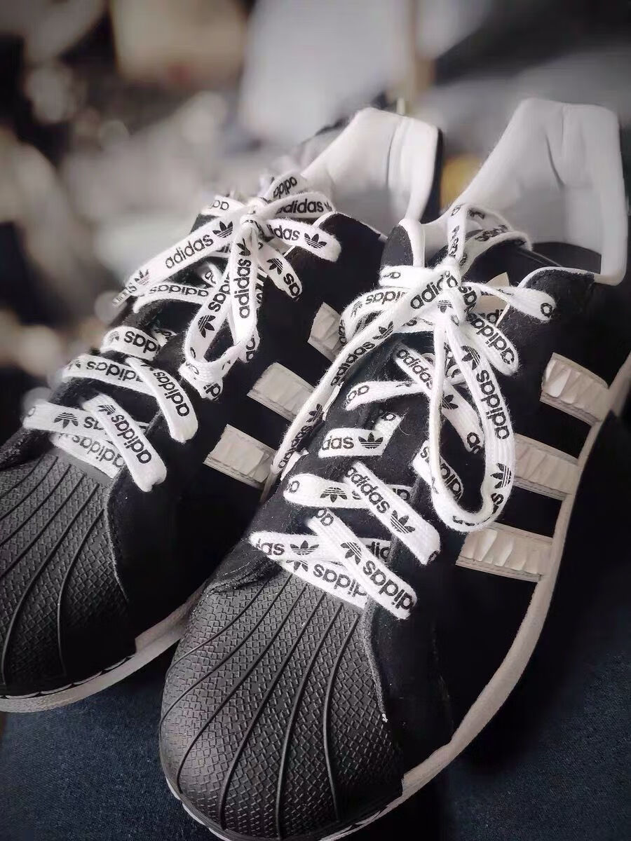 适配阿迪达斯三叶草扁平鞋带字母印花金标鞋带纯白 120白色