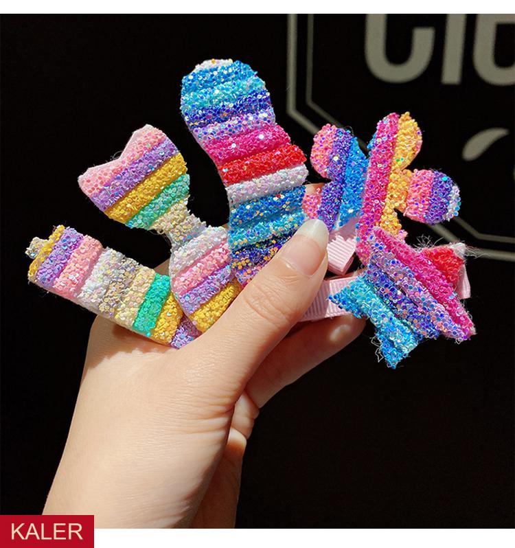 kaler彩虹发夹韩国儿童女童宝宝公主侧边发卡夹子可爱日系bb夹卡碎发