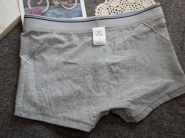 2条出口男士棉白色内裤平角全棉质透气四角短裤大码胖2条灰色xxxl