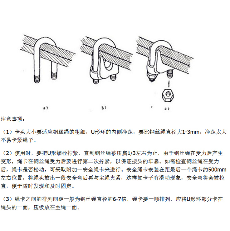 料斗钢丝绳卡扣正确图图片