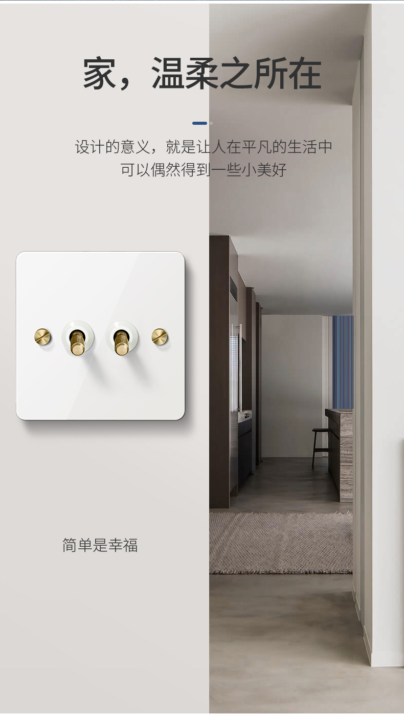 zv优美轻奢法式复古瓷白白拨杆开关插座86金属面板设计师荐一开多控