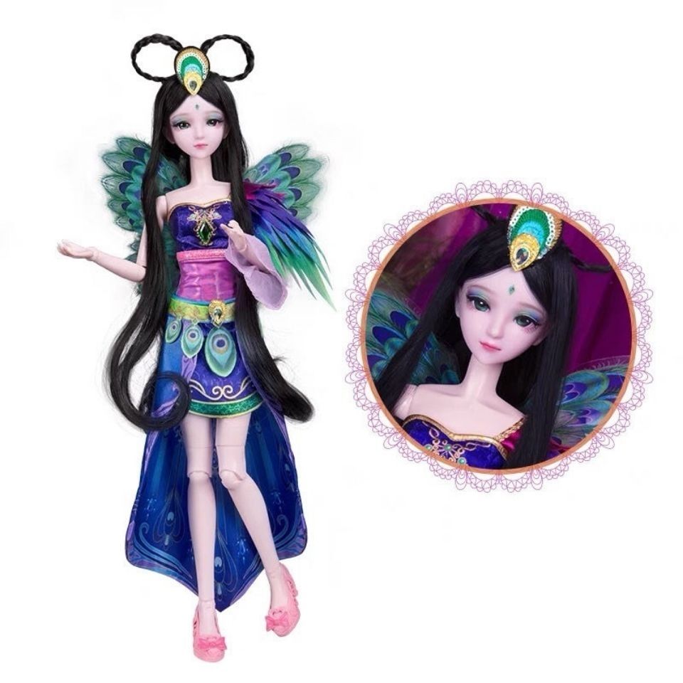 叶罗丽娃娃镜孔雀公主50cm罗丽仙子冰公主灵公主王默宝石盒子鹿珞叶