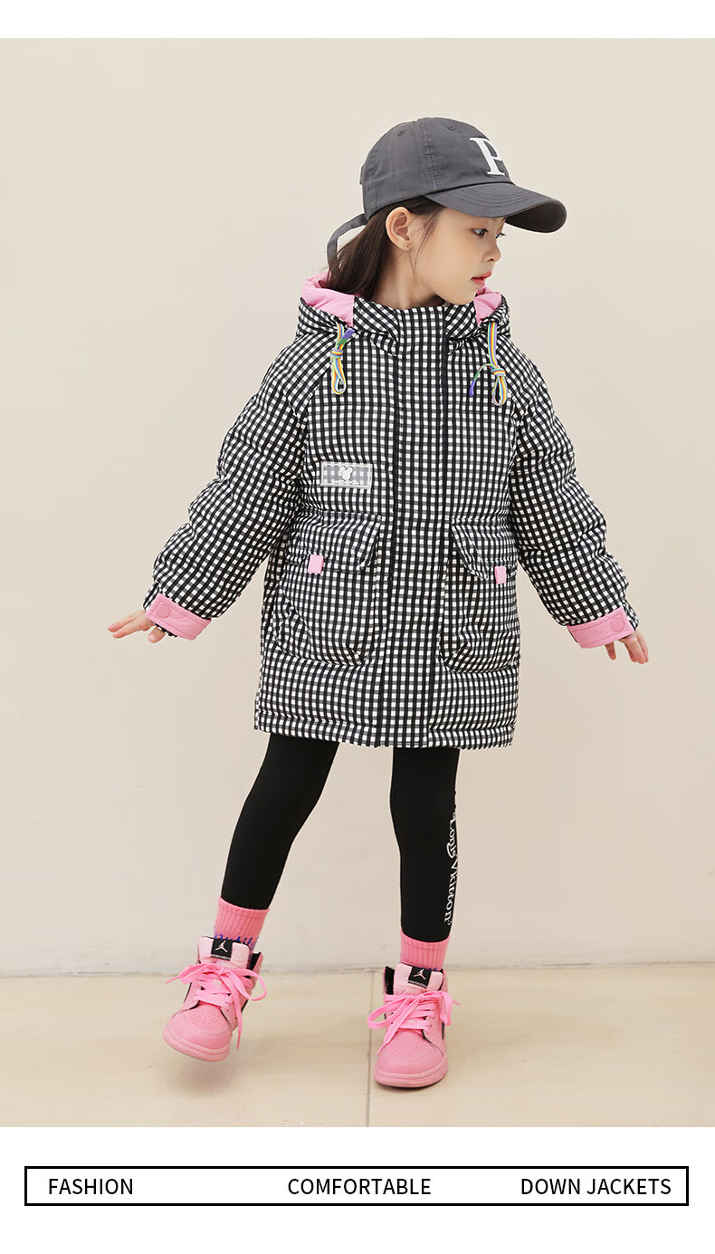 悸呓8岁中大童女孩羽绒服中长款儿童女孩羽绒服7-12岁中大童韩版小