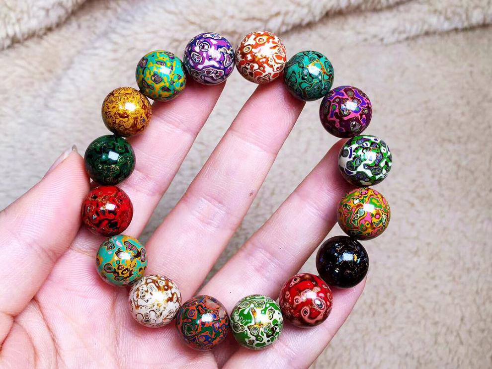 直播供应佛珠手串大漆珠天然植物漆大漆散珠文玩念珠配饰漆器工艺 红