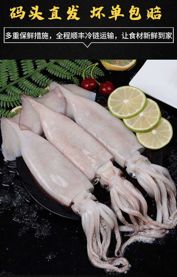 鱿鱼新鲜冷冻大鱿鱼冻鱿鱼片整只鱿鱼烧烤食材海鲜水产爱唯温妮5斤