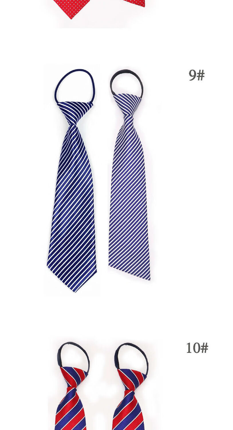 卷丛女士领带职业装潮流领带商务女士素色拉链领带酒店服务员条纹时尚