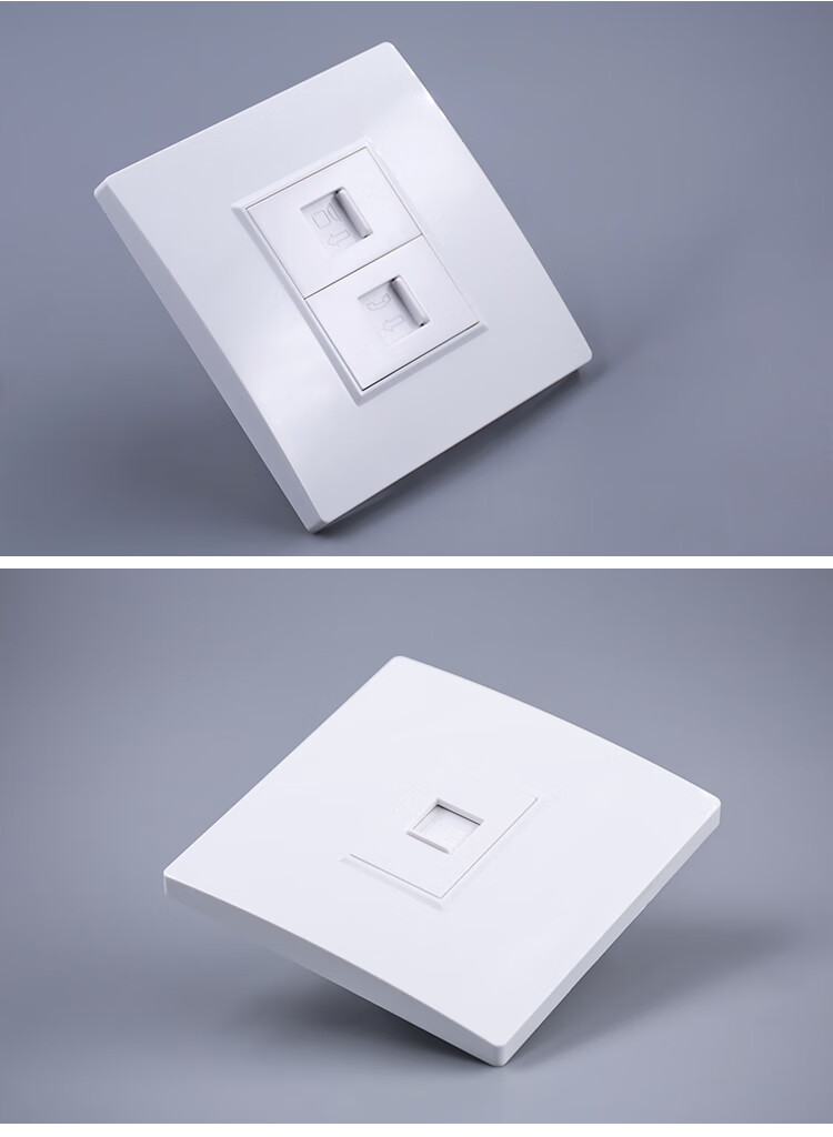 86型单口光纤网络插座电视电话网线面板六类免打模块双孔6口4位网线